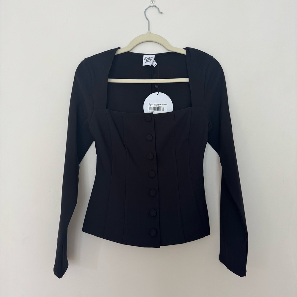 Princess Polly Black Button-Up Top